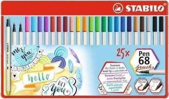 STABILO Pen 68 brush 25 ks pouzdro kovové