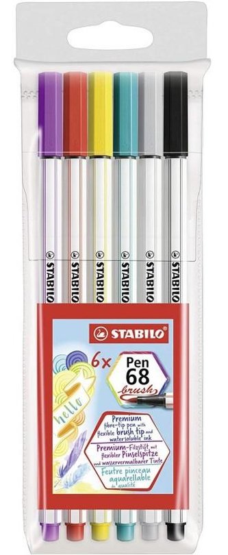 STABILO Pen 68 brush 6 ks pouzdro PVC
