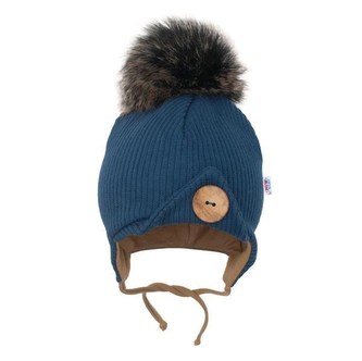 Kojenecká zimní čepička New Baby Great modrá - velikost 6-12 m