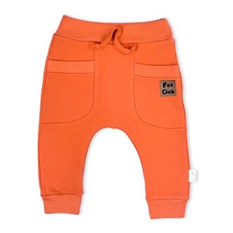 Kojenecké bavlněné tepláčky Nicol Fox Club oranžové - velikost 56 (0-3m)