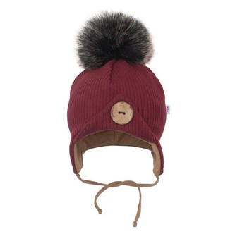 Kojenecká zimní čepička New Baby Great bordó - velikost 6-12 m