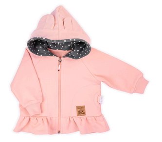 Kojenecká mikinka s kapucí Nicol Rainbow růžová - velikost 98 (2-3r)