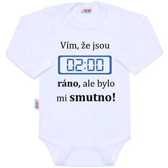 Body s potiskem New Baby 02:00 ráno - velikost 56 (0-3m)