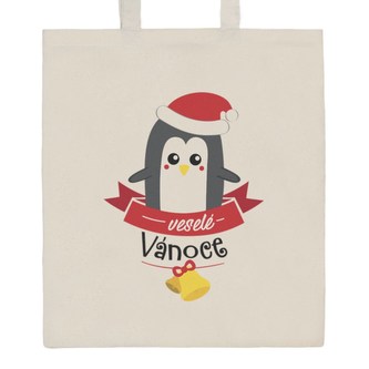 Bavlněná nákupní taška přírodní s potiskem New Baby veselé Vánoce