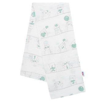 Bavlněná plena s potiskem New Baby bílá kočička