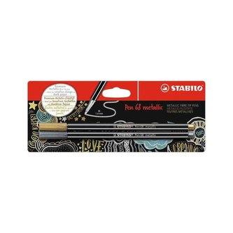 STABILO Pen 68 metallic 2 ks, zlatá a stříbrná v Blistru