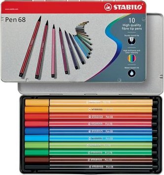 STABILO Pen 68 10 ks Kovové Pouzdro