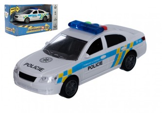 Auto policie plast 15cm na baterie se zvukem se světlem na setrvačník v krabici 20x11x9cm Auto policie plast 15cm na baterie se zvukem se světlem na setrvačník v krabici 20x11x9cm