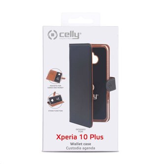 Celly pouzdro Wally s funkcí stojánku pro Sony Xperia 10 Plus, černá