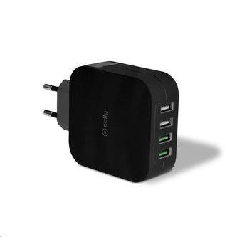 Celly nabíječka do sítě, 4x USB, černá