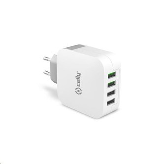Celly nabíječka do sítě, 4x USB, bílá