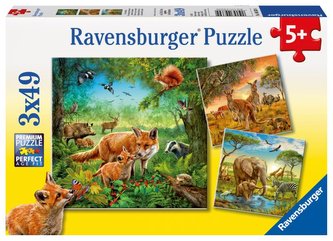 Ravensburger Puzzle - Zvířata na zemi 3 x 49 dílků