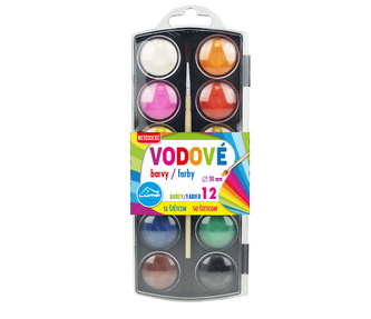 Barvy  vodové se štětcem 12 barev, 30mm LUMA