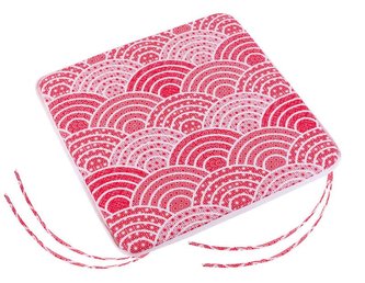 Sedák Adéla hladký - červenobílý orient - obšitý bílou bavlněnou stuhou - 40x40 cm,hladký