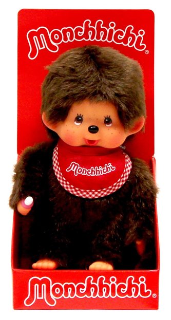 Monchhichi 20cm - kluk červený bryndáček(Mončiči)