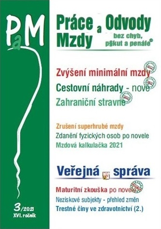 PaM 3/2021 Zvýšení minimální i zaručené mzdy - Cestovní náhrady pro rok 2021, Zahraniční stravné, nově