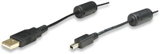 MANHATTAN Kabel USB 2.0 A Male / Mini 4-Pin Male, 3 m, černý