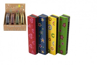 Harmonika dřevěná 13cm, 4 různé barvy, 1 ks