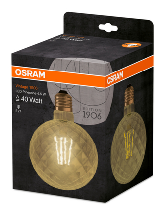 OSRAM Vintage 1906 LED CL PINECONE Filament GOLD 4,5W 825 E27 470lm 2500K (CRI 80) 15000h A+ (Krabička 1ks)