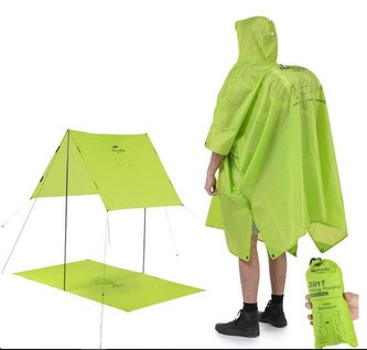 Naturehike 3v1 poncho 20D 200g - zelené