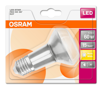 OSRAM LED Concentra STAR R63 36° 4,3W 827 E27 345lm 2700K (CRI 80) 15000h A+ (Krabička 1ks)