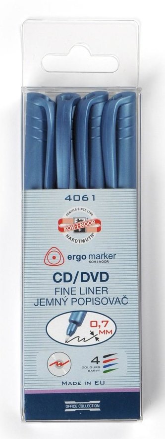 Koh-i-noor sada popisovačů fine liner na CD/DVD 0,7mm 4 ks