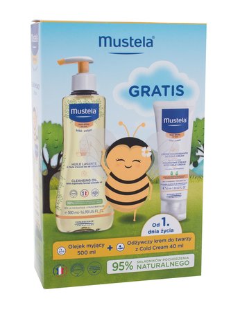 Mustela Bébé čisticí olej Bébé Cleansing Oil 500 ml + pleťový krém Bébé Nourishing Cream with Cold Cream 40 ml