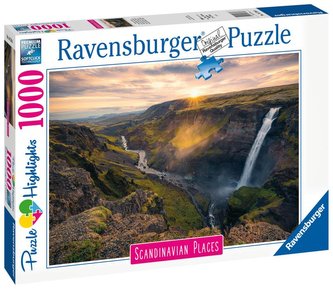 Ravensburger Puzzle Skandinávie - Vodopád Haifoss, Island 1000 dílků