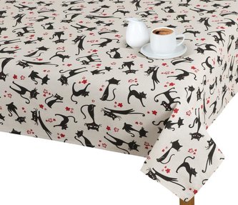 Ubrus IVO - černá kočka - 100x100 cm